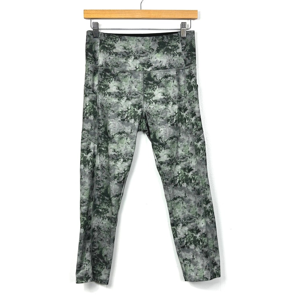 Vogo Athletica Leggings Women Medium Green Camo High Waist Pockets Yoga Gym